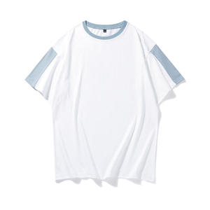 เสื้อยืดคอกลมผู้ชายแบบ Color Block สกรีนโลโก้ได้ เสื้อยืดโอเวอร์ไซส์ผ้าฝ้าย ระบายอากาศดี สไตล์ลำลอง สตรีทแวร์ รับผลิตแบบ OEM ODM - Product Image 2