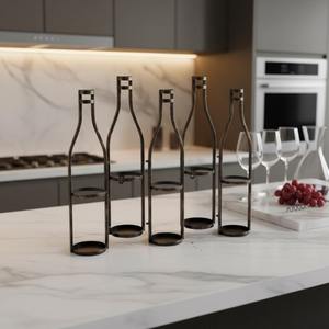 Support mural moderne en forme de bouteille pour bouteilles, idéal pour sauces de cuisine, bar à domicile, événements et banquets, présentoir pour zone vin - Product Image 5