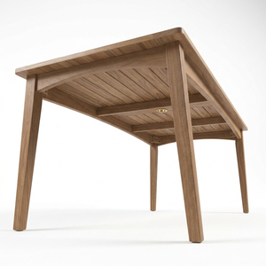 Muebles de Exterior Modernos Astera, Mesa Rectangular de Madera de Teca Sólida con Listones, Orificio para Sombrilla, Resistentes a la Intemperie - Product Image 3
