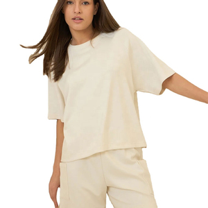 Ensemble décontracté d'été pour femmes, taille plus, en polyester/coton, réversible, confortable, imprimé, t-shirt et short, haute qualité, personnalisé - Product Image 4