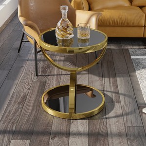 LINEA gold <b>side</b> <b>table</b> metal <b>side</b> <b>table</b> round end <b>table</b> <b>glass</b> top <b>table</b> modern <b>side</b> <b>table</b> tier <b>side</b> <b>table</b> luxury <b>side</b> <b>table</b> bed - Product Image 3