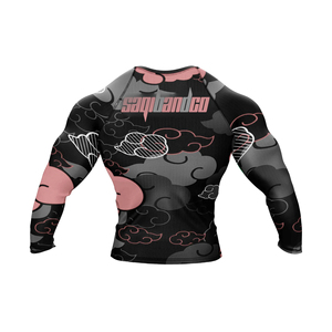 Saqibandco Rashguard Unisex Negro con Estampado de Nubes Naranjas, Ajustado, para BJJ, Spandex/Poliéster 240g, Elástico, Absorbe la Humedad, para Deportes de Combate - Product Image 6