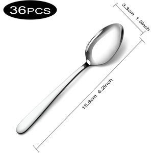 Set di 36 Cucchiaini da Tè in Acciaio Inox 6,2 Pollici, Lucidati a Specchio, Cucchiaini da Dessert per Hotel e Ristoranti - Product Image 2
