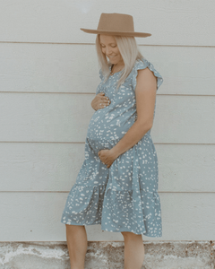 Amazing Cozy <b>Light</b> Blue With White <b>Spotted</b> <b>Mini</b> Dress Decor With Short Frill Sleeves Beautiful Mum &Daughter Matching Collection - Product Image 2