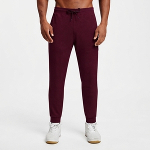 Pantalon de jogging noir pour homme, taille élastique avec cordon de serrage, décontracté, pour la gym et la détente, 100 % coton, tricoté mi-lourd, idéal pour l'automne - Product Image 4