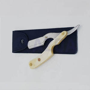<b>Straight</b> <b>Razor</b> Stainless Steel <b>Blade</b> Buffalo Bone Handle Single Edge Barber Shaving <b>Razor</b> For Face and Head - Product Image 4