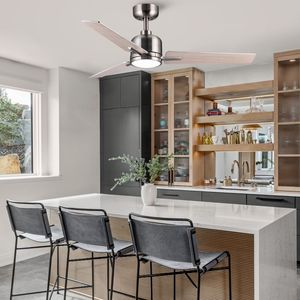 Ventilateur de plafond LED en nickel brossé de 48 pouces avec lumière, design à profil bas, par Lowe - Product Image 3