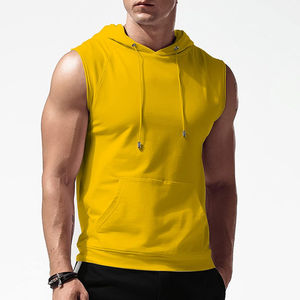 New Custom Logo and Printing Plus Size Men's Workout Hooded Tank Tops Bodybuilding Muscle Sleeveless Men Quick Dry Gym Hoodies - Product Image 6