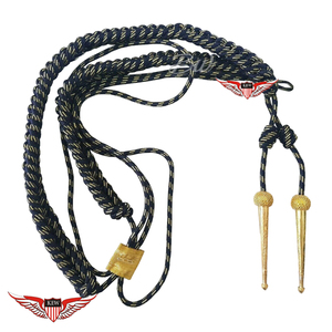 Aiguillette ดำและเกรย์สีกรมท่าสีดำพร้อมด้ายสีทองแบบบิด - Product Image 1