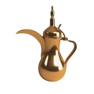 Dallah Arabe Écologique et Élégante, Théière et Cafetière de Luxe Dorée Brillante, Faite à la Main, Logo Personnalisé Disponible - Product Image 1