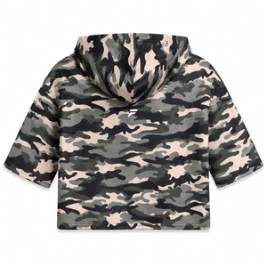 Sudadera con capucha corta de camuflaje para mujer al por mayor, de manga corta, estilo oversize, streetwear, con estampado de camuflaje, con logo personalizado - Product Image 3