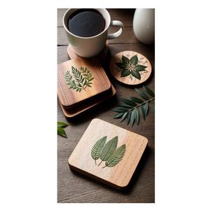 Sous-verres en bois enduits imperméables pour terrasse extérieure, jardin, fête et protection des boissons - Product Image 1