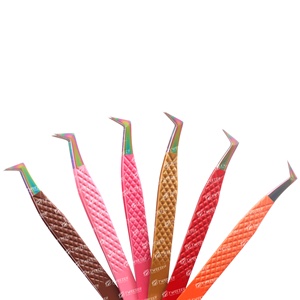 Pinzas de extensión de pestañas de acero inoxidable antiestáticas personalizadas, caja puntiaguda, embalaje para pestañas de volumen ruso, Color personalizado - Product Image 4