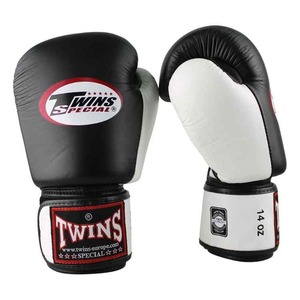 New Twins Black & White Boxing Gloves <b>Adjustable</b> <b>Strap</b> Hook and Loop Genuine Leather Training & Sparring Gym Gear for Muay Thai - Product Image 4