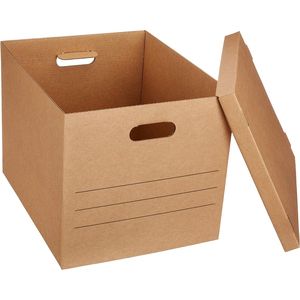 Medium <b>Moving</b> <b>Boxes</b> with Handles and Lids 19 X 14.5 X 15.5 in Brown 10 <b>Pack</b> - Product Image 2