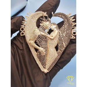 Colgante de Corazón de Pareja Rey y Reina con Incrustaciones de Diamantes de Imitación en Plata de Ley 925, Estilo Hip Hop, Amuleto de Amor Real - Product Image 4