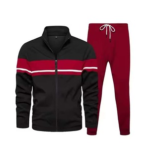 Men Tracksuit Color & <b>Red</b> Block Stand Collar Track Jacket & Custom Made Drawstring Sweatpants Casual Jogging Sports <b>Suit</b> - Product Image 5