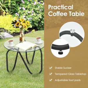 Juego de 3 Piezas de Muebles de Ratán para Patio, 2 Sillas Individuales de Mimbre y Mesa Auxiliar de Vidrio para Jardín - Product Image 4