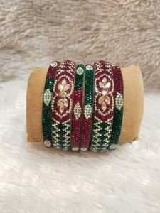 Luxury Embroidery Work Pearl Zinc Alloy Bangles for Women Handmade Designer Jewelry Wedding Festive Wear Gifting India - Product Image 3