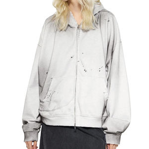 Sudadera con capucha unisex de corte holgado, de tejido grueso, con efecto desgastado, hombros caídos, estilo urbano, con logotipo personalizado - Product Image 3