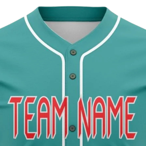 Camiseta de Béisbol Personalizada para Hombre, Color Verde Azulado y Rojo, con Botones, Transpirable, Uniforme de Equipo de Softbol, Camiseta Deportiva para Entrenamiento y Juegos - Product Image 5