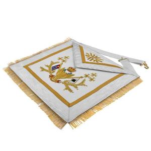 Delantal Masónico Bordado Personalizado con Borde Rojo, Centro Blanco, Símbolo de Estrella de David y Cruz, Forma Cuadrada, Insignia Cosida, Tela para Regalia - Product Image 2