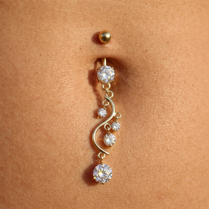 Piercing para ombligo en tono oro de 10k con barra y diamante transparente, joyería para ombligo para mujer - Product Image 4