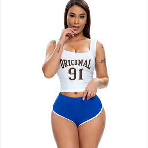 Shorts Deportivos de Cintura Alta para Mujer, Negros con Ribete Blanco, Tejido Deportivo, Spandex, Poliéster, Cintura Elástica, Transpirables - Product Image 2