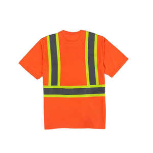 เสื้อยืดสะท้อนแสงสีส้มสำหรับผู้ชาย ผ้าโพลีเอสเตอร์ ชุดทำงานเพื่อความปลอดภัย แถบสะท้อนแสงแบบมองเห็นได้ชัดเจน ชุดทำงานเพื่อความปลอดภัยสำหรับผู้ชาย - Product Image 2