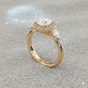 แหวนหมั้นเพชรทรงลูกแพร์ประดับเพชรรอบด้าน ดีไซน์มินิมอล รับรองคุณภาพ - Product Image 1