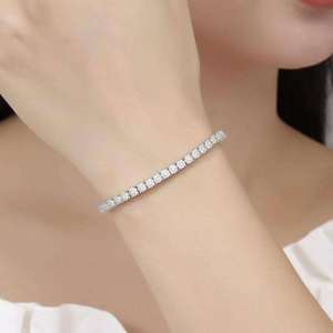 Pulsera de Moissanita Tipo Tenis de Plata Hecha a Mano, Brillante, Corte Redondo, Joyería Fina para Novia, Boda, Regalo, Venta al por Mayor - Product Image 5