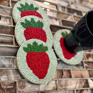 Handmade Glass <b>Beads</b> Square <b>Coasters</b>-Classic Design Polyester Backing (4x4 Inch) MS HANDICRAFT Portable Customized Church - Product Image 1