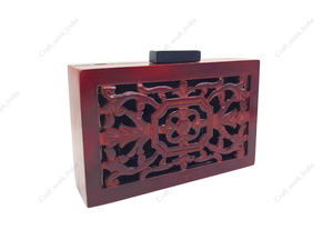 Bolso de Mano de Madera Tallada Artesanal con Adornos para Mujer, Cartera Rígida de Lujo para Fiesta, Boda o Evento Especial - Product Image 3