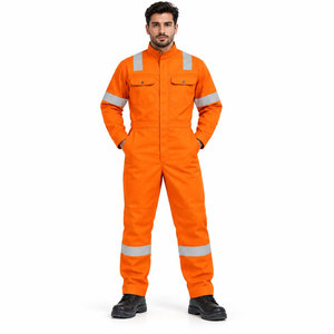 Combinaison printemps-automne avec bande réfléchissante, résistante aux acides et aux alcalis, en coton pur, ignifuge, vêtements de protection pour le travail - Product Image 2
