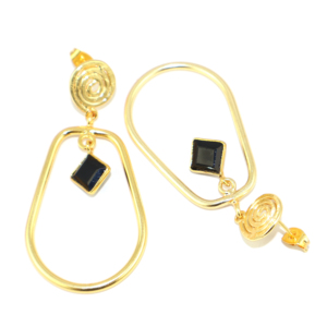 Pendientes Colgantes de Metal de Latón Chapado en Oro de 24K con Diseño Vintage, Corte a Cuadros, Citrino, Zafiro Azul, Hidrocuarzo y Formas Fantasía, Venta al por Mayor - Product Image 6