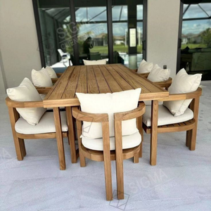 Juego de Comedor de 6/8/10 Plazas, Mesa y Sillas de Madera/Aluminio, Cojines Personalizados/Tamaños/Colores, OEM ODM, Resistente a los Rayos UV, Vietnam - Product Image 4