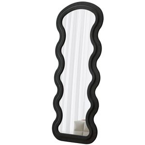 Specchio a Figura Intera in Flanella Nera per Camera da Letto o Soggiorno, da Appendere o Montare a Parete - Product Image 2