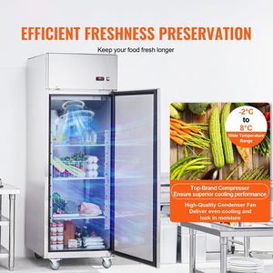 Frigorifero Commerciale Verticale a Porta Singola in Acciaio Inossidabile da 19,32 Cu.ft (546 L) con Apertura a 27 Pollici (68,6 cm) per Cucine Professionali - Product Image 2