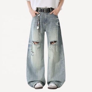 Jean droit délavé coupe ample style vintage pour homme – Confortable, décontracté, idéal pour le quotidien et le streetwear, une tenue tendance - Product Image 4