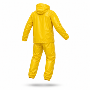 Custom Yellow PVC Waterproof Rain Suit with Hood Heavy Duty Rain <b>Jacket</b> and Pants Windproof Outdoor Fishing Hiking Work Rain Use - Product Image 3