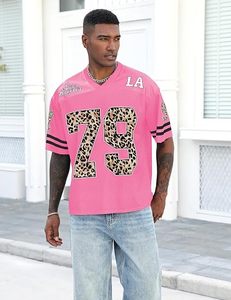 Camiseta Deportiva de Fútbol con Estampado de Leopardo Rosa, Cuello en V, Malla, Manga Corta, Personalizable con Logotipo Frontal para Mujer, Equipo/Marca - Product Image 3
