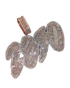 Collares de Plata de Ley 925 con Colgante de Moda Personalizado, Completamente Engastado con Diamantes de Moissanita Certificados, Corte Redondo y Baguette - Product Image 1