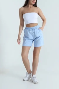 EVER GLOW Hot High Waist Black Woven <b>Shorts</b> Elastic Waist Breathable 100% Cotton Loose Fit Solid Color Casual Women's <b>Shorts</b> - Product Image 4
