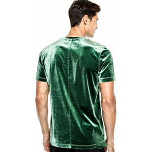 เสื้อยืดกำมะหยี่สีเขียวคุณภาพสูงสำหรับผู้ชาย เสื้อยืดกำมะหยี่น้ำหนักเบาสำหรับฤดูร้อน เสื้อยืดแขนสั้นกำมะหยี่แฟชั่นฤดูร้อนสำหรับผู้ชาย - Product Image 5