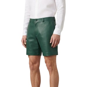 Shorts en cuir pour homme, style streetwear, confortables et respirants, avec ceinture élastique à la taille moyenne - Product Image 4
