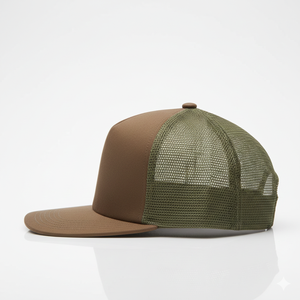 หมวกแก๊ปทรง Trucker สีน้ำตาลมะกอก ปักโลโก้ได้ตามต้องการ ด้านหลังตาข่ายสีเขียว ปรับขนาดได้ ขายส่ง หมวกเปล่า 5 แผง สีเอิร์ธโทน สำหรับกีฬาเบสบอล ผู้ชาย ผู้หญิง - Product Image 3