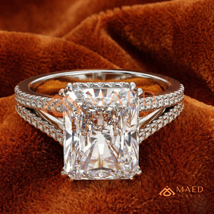 925 Sterling Silver Radiant Cut Engagement <b>Ring</b> Luxury <b>Split</b> Shank Moissanite Diamond <b>Ring</b> for Women - Product Image 1