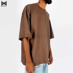 เสื้อยืดโอเวอร์ไซส์ย้อมสีแบบกำหนดเอง ทรงหลวม ไหล่ตก ผ้าคอตตอนหนา สตรีทแวร์ เสื้อยืดเปล่า ขายส่ง OEM - Product Image 5