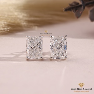 Boucles d'oreilles solitaires en or massif 14 carats, forme radiant, 6 TCW, certifiées IGI, clarté VVS2, couleur F, diamant cultivé en laboratoire CVD pour femmes - Product Image 1