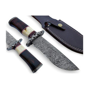 Cuchillo Bowie de Acero de Damasco con Funda, Cuchillo de Caza Hecho a Mano, Cuchillos Bowie de Hoja Fija para Acampar al Aire Libre - Product Image 2
